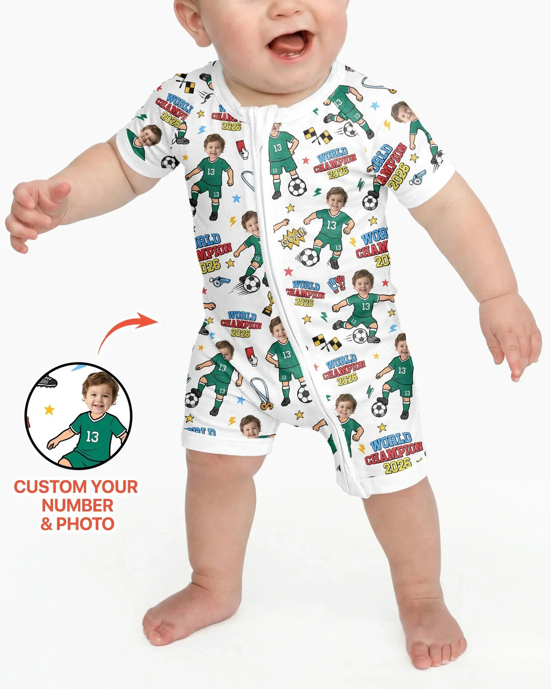 Custom Photo World Champion 2026 Family Matching Bamboo Shorty Zippy