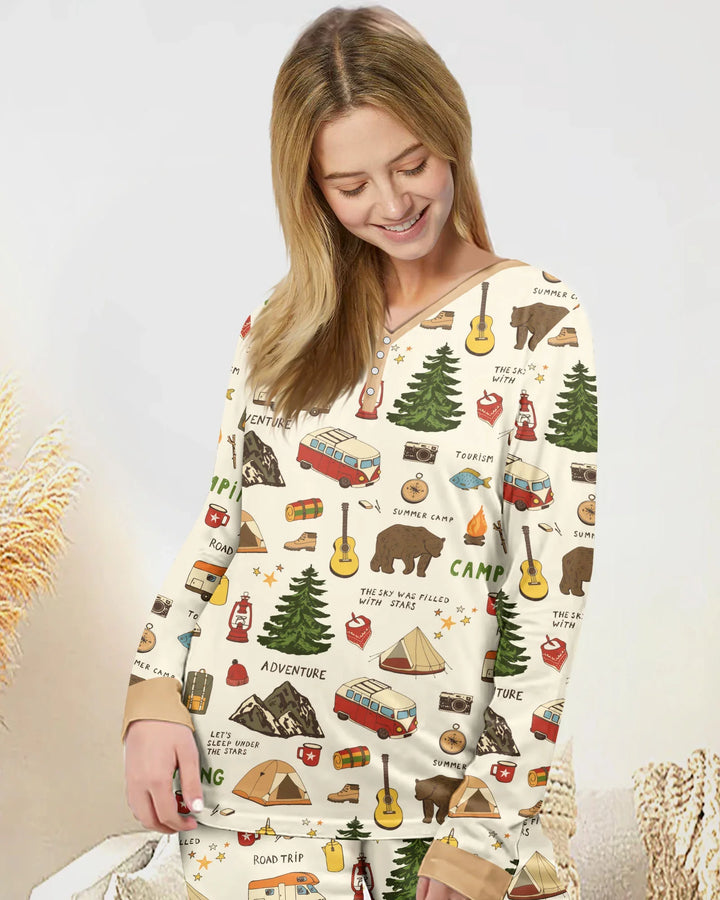 Outdoor Camping Adventure Family Matching Bamboo Women Pajama Set
