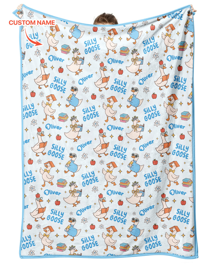 Custom Name Silly Goose Back to School Bamboo Blanket