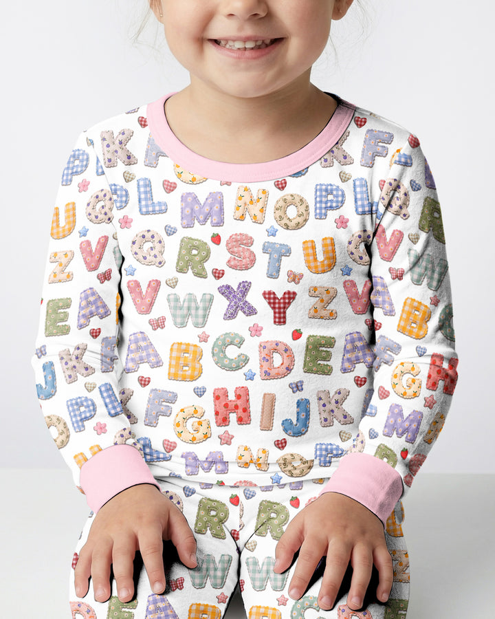 Fabric Alphabet Letters Bamboo Two Piece Long Sleeve Pajama Set