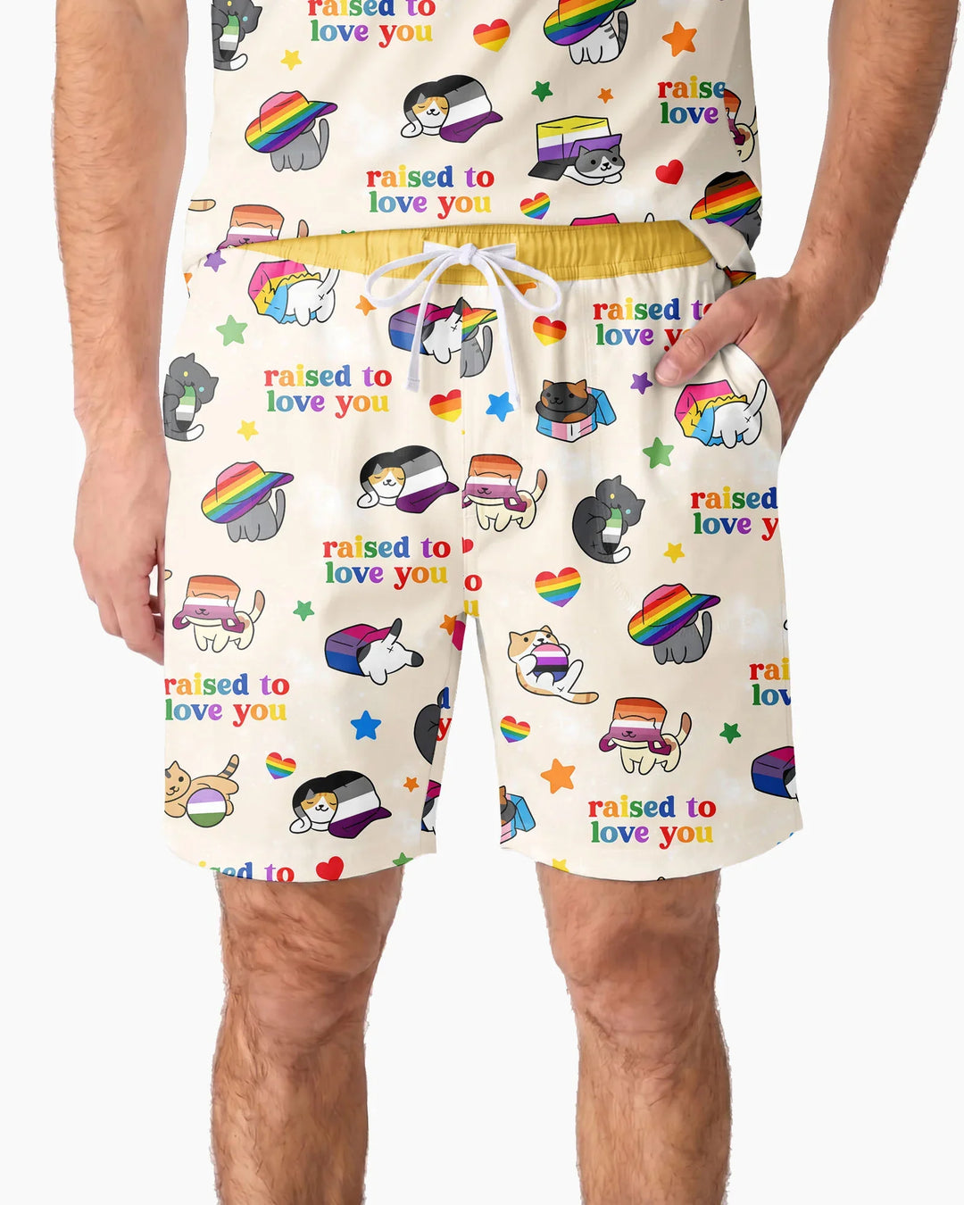 Rainbow Paws Family Matching Bamboo Men Short Sleeve Short Pajama Set