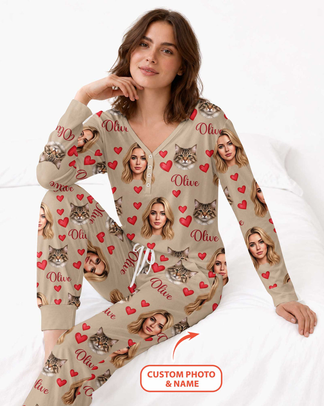 Custom Face Family Matching Bamboo Women Pajama Set
