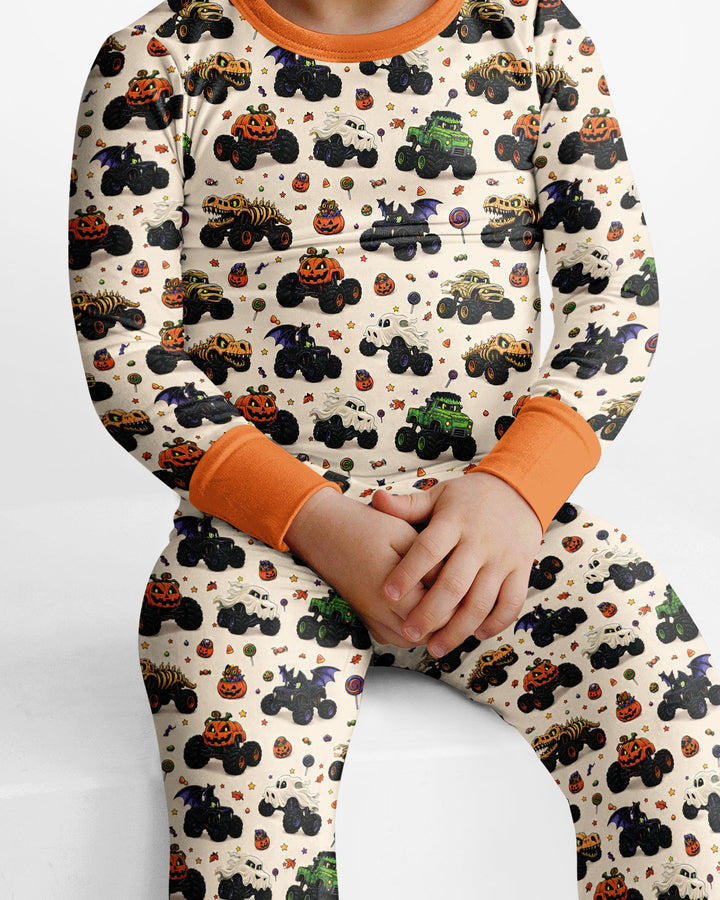 Spooky Monster Truck Bamboo Two Piece Long Sleeve Pajama Set