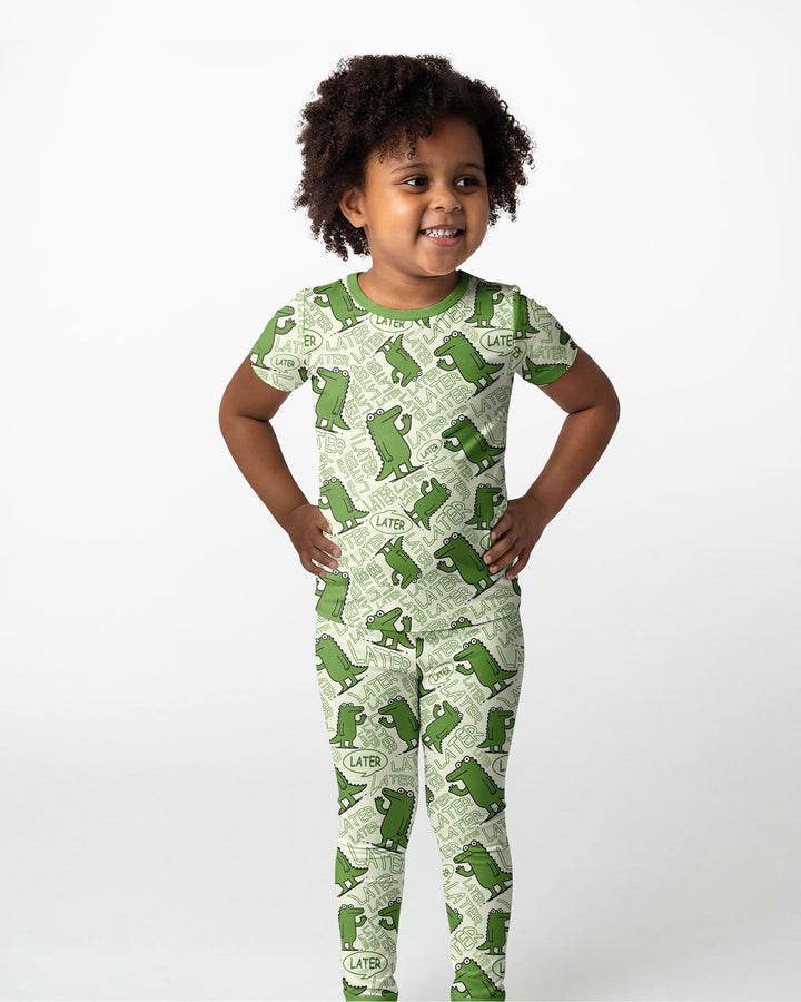 See you later, alligator! Bamboo Two Piece Short Sleeve Pajama Set