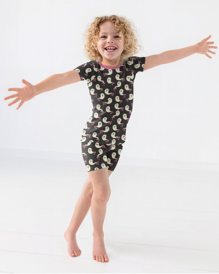 Little Ghosts Bamboo Two Piece Short Sleeve Shorts Pyjamas Set For Halloween