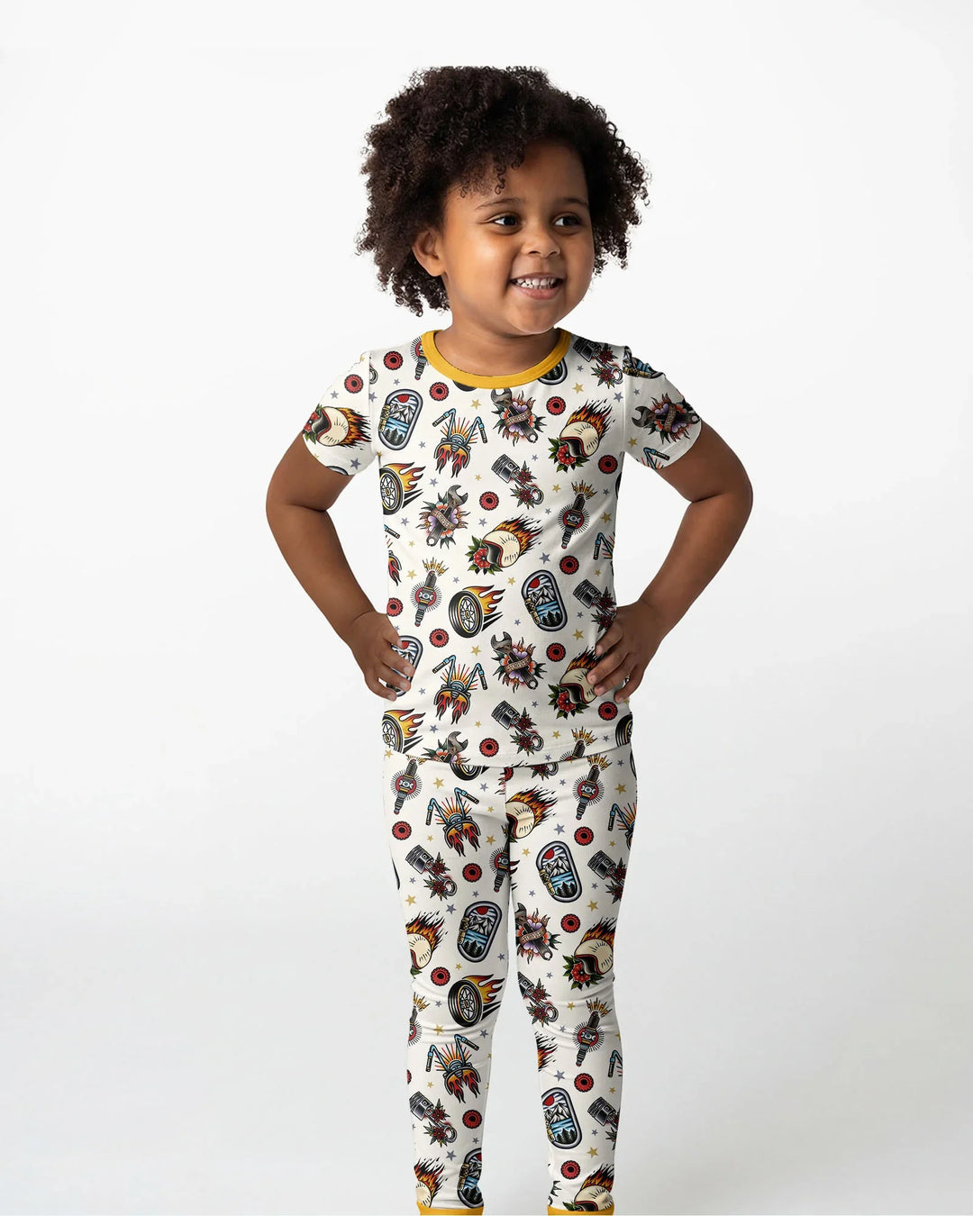 Born to Ride Together Family Matching Bamboo Two Piece Short Sleeve Pajama Set