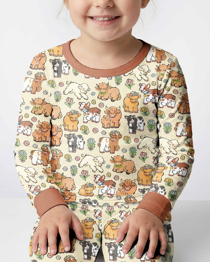Little Highland Friends Bamboo Two Piece Long Sleeve Pajama Set