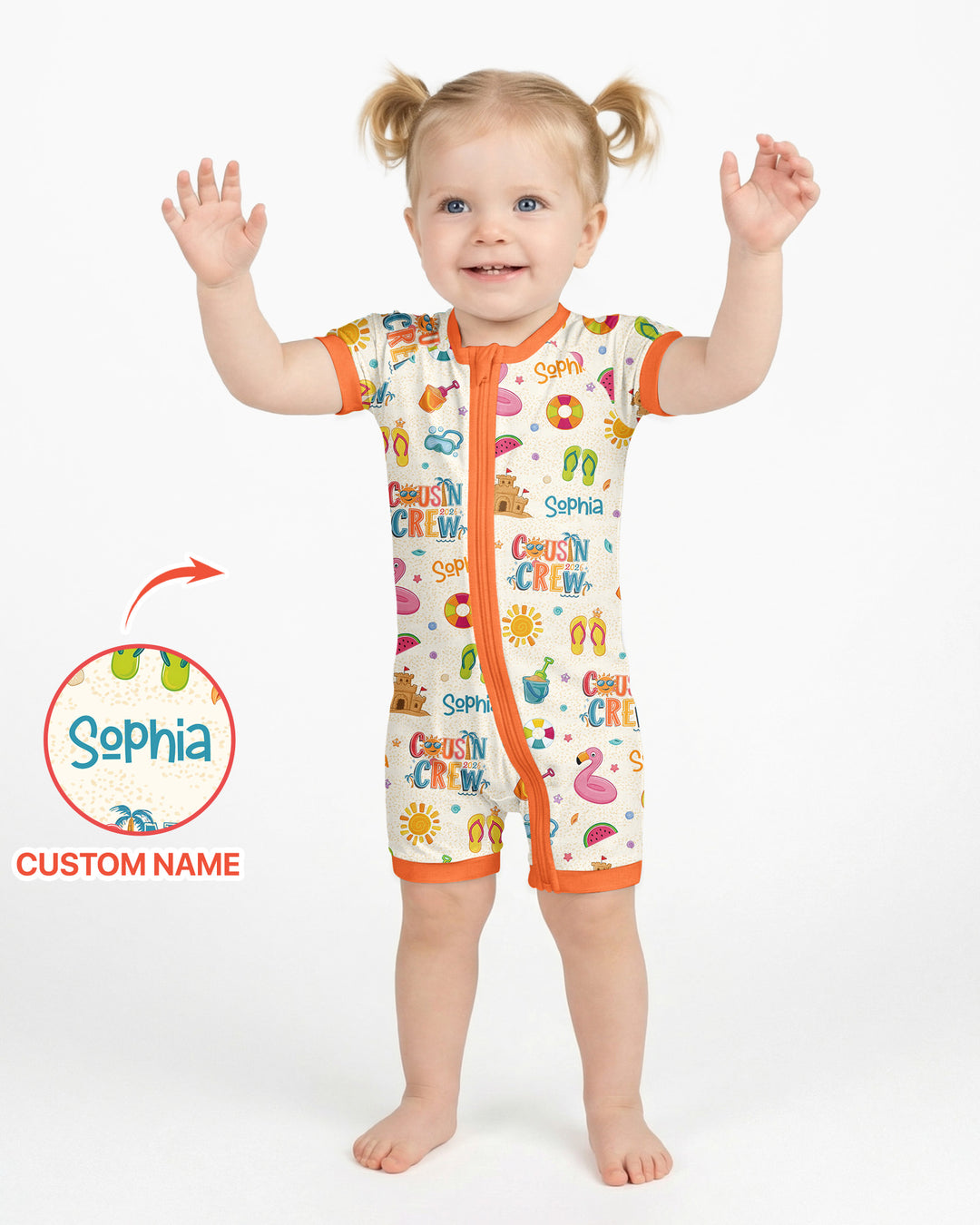 Custom Name Summer 2026 Cousin Crew Bamboo Shorty Zippy
