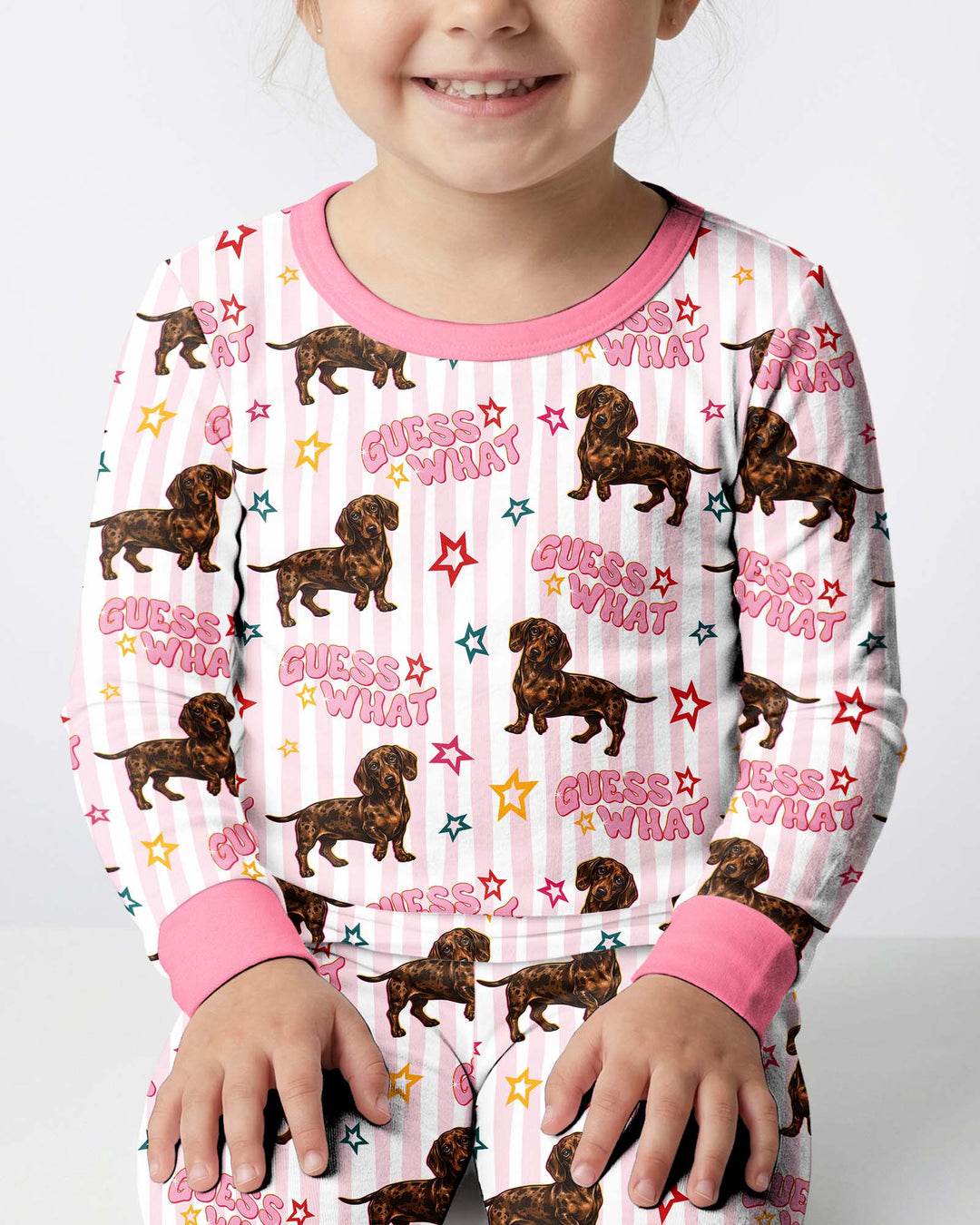 Guess What? Wiener Butt! Bamboo Two Piece Long Sleeve Pajama Set