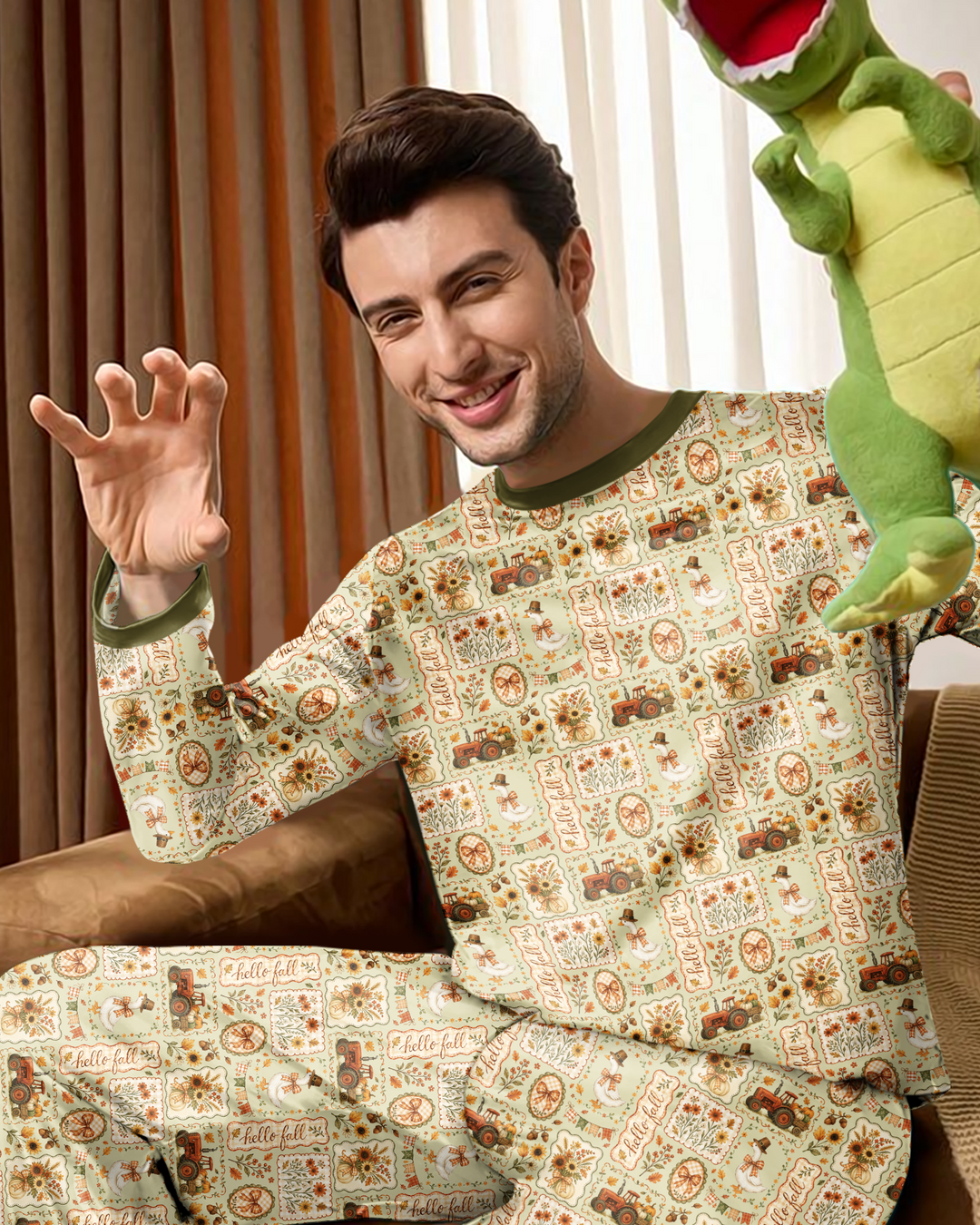 Farmhouse Fall Goose Family Matching Bamboo Men's Pajama Set