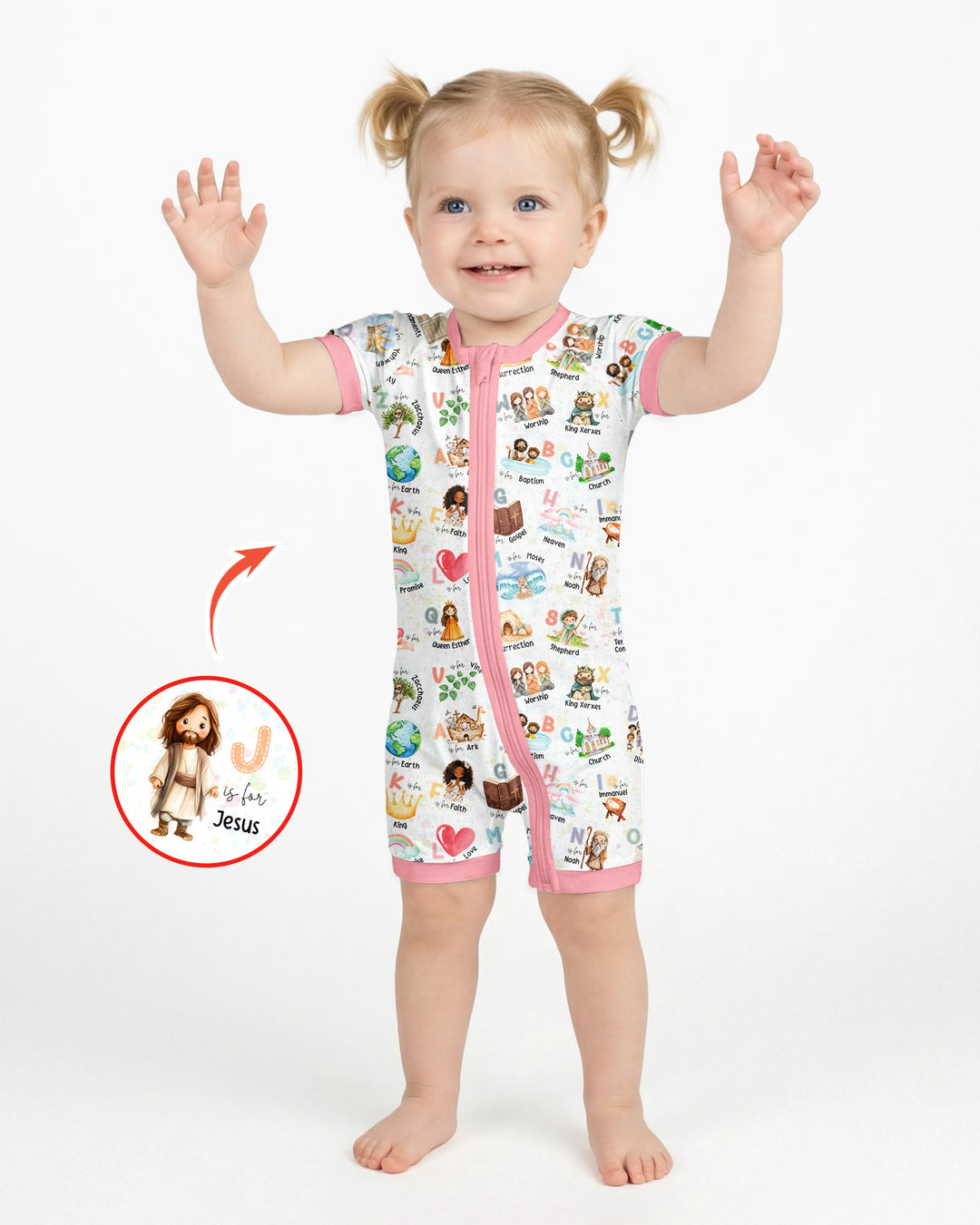 Bible ABC Alphabet Bamboo Shorty Zippy