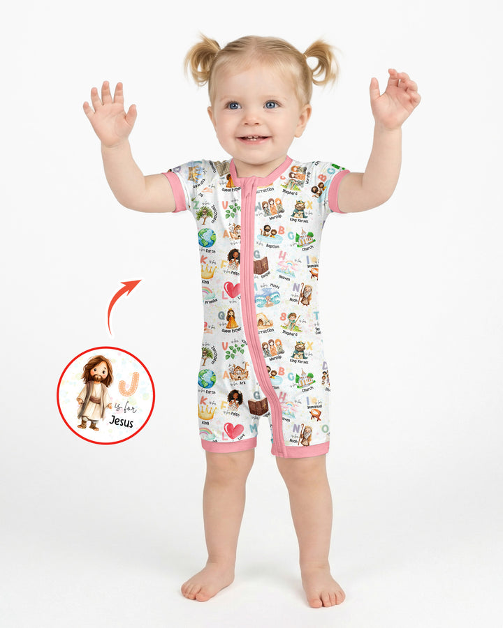 Bible ABC Alphabet Bamboo Shorty Zippy