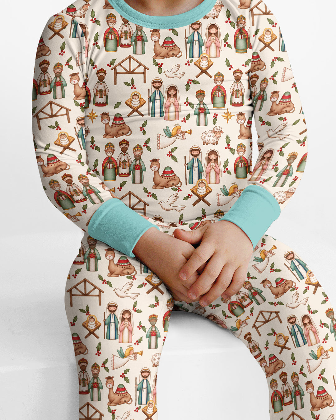 Holy Night Nativity Bamboo Two Piece Long Sleeve Pajama Set