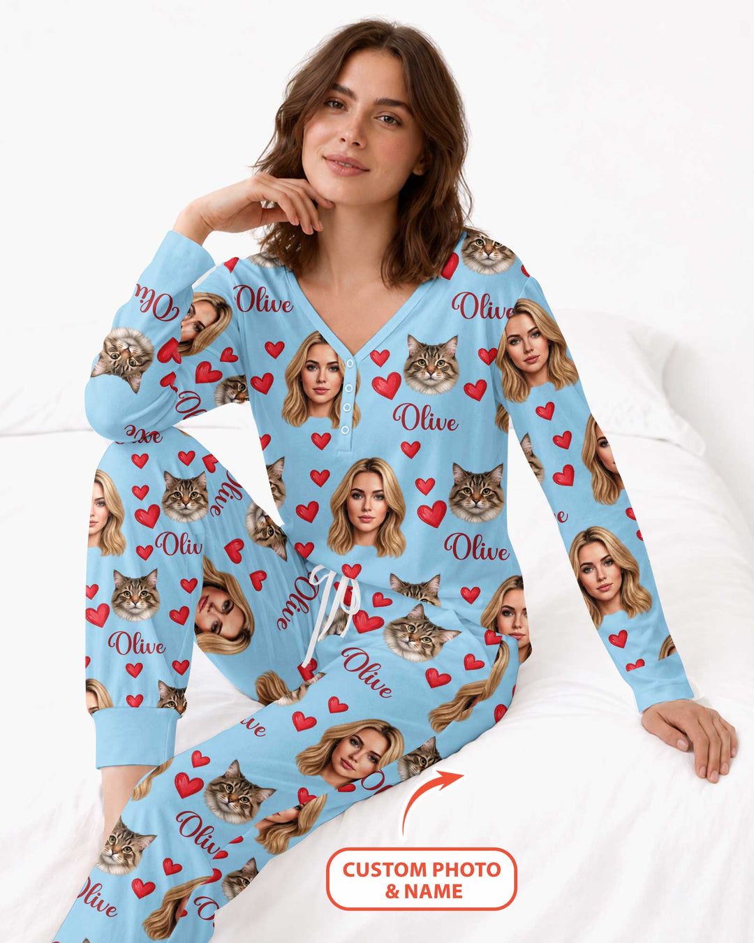 Custom Face Family Matching Bamboo Women Pajama Set