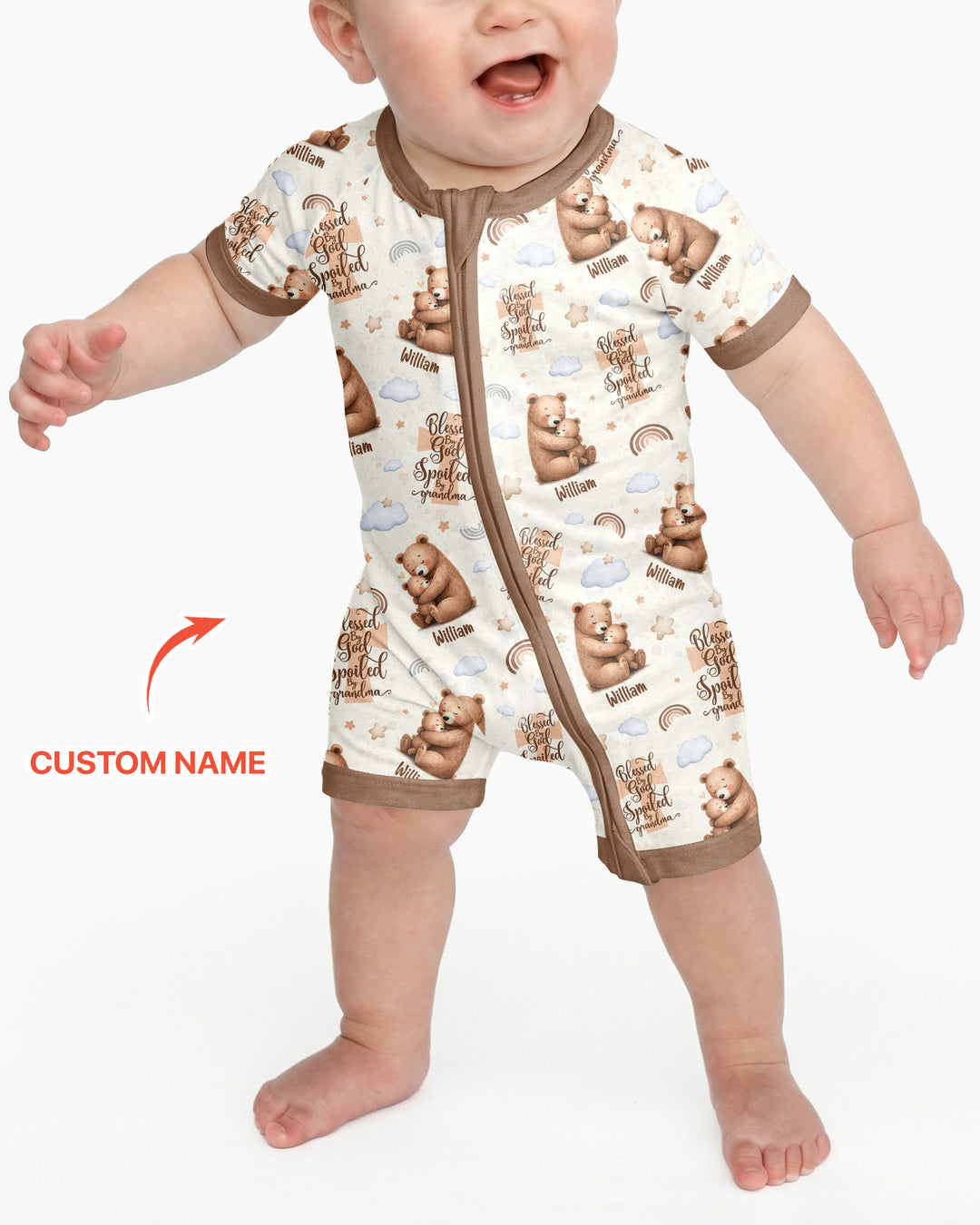 Custom Name Blessed By God Spoiled By Grandma Bamboo Shorty Zippy