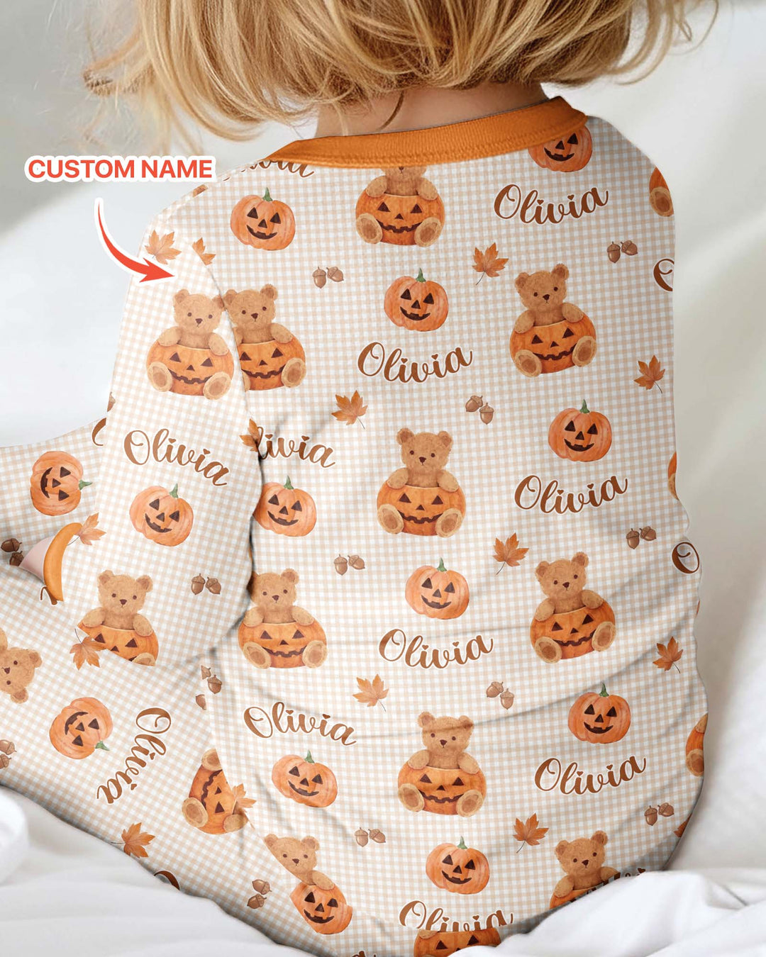Custom Name Pumpkin Teddy Bamboo Convertible Zippy