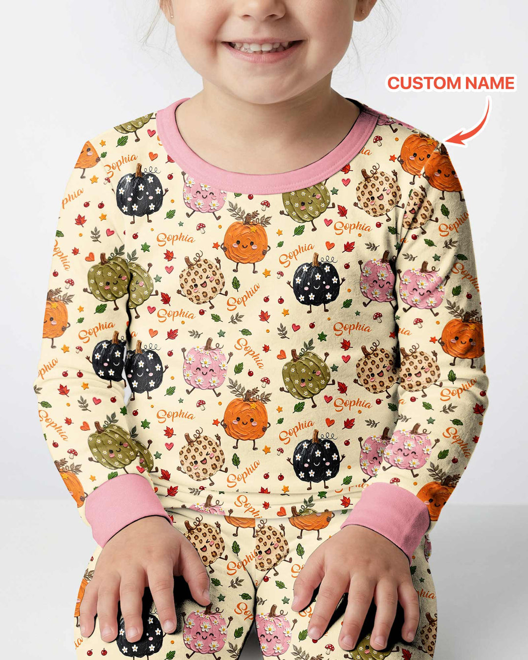 Boho Pumpkin Doodle Bamboo Two Piece Long Sleeve Pajama Set