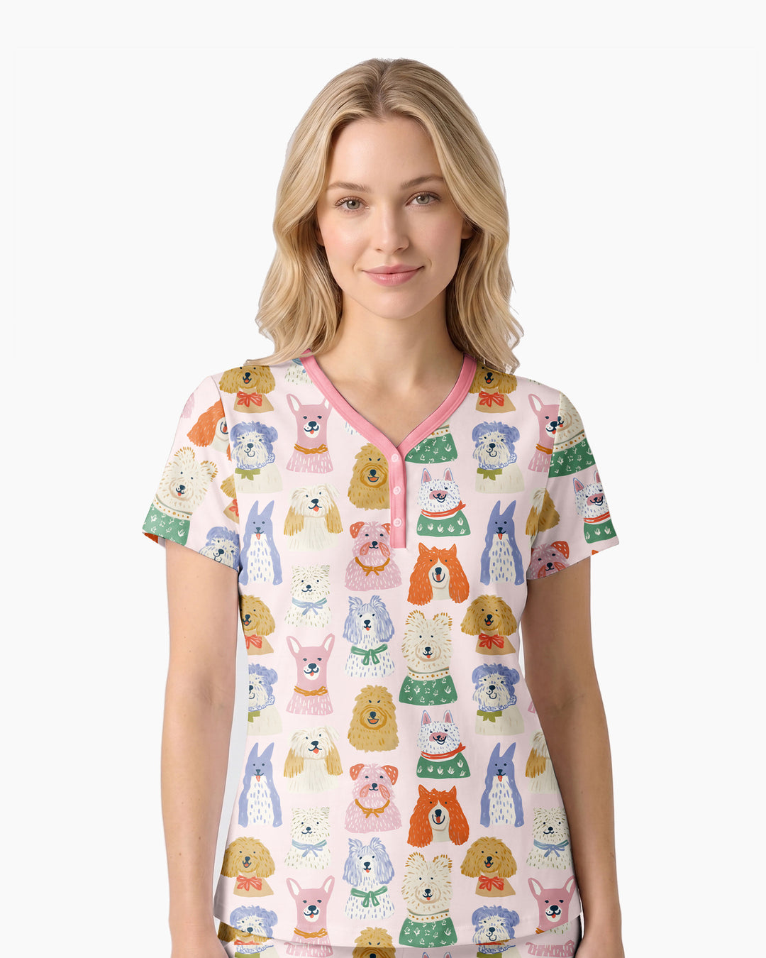 Puppy Portrait Bamboo Women Short Sleeve Short Pajama Set