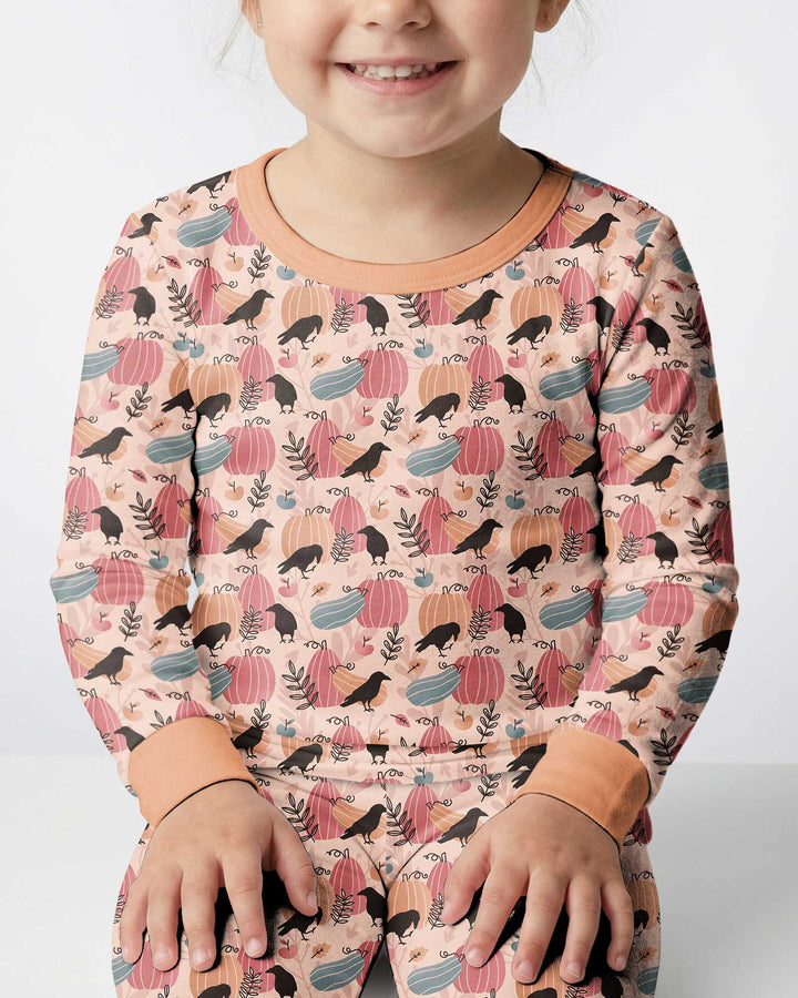 Pastel Pumpkin Patch Bamboo Two Piece Long Sleeve Pajama Set