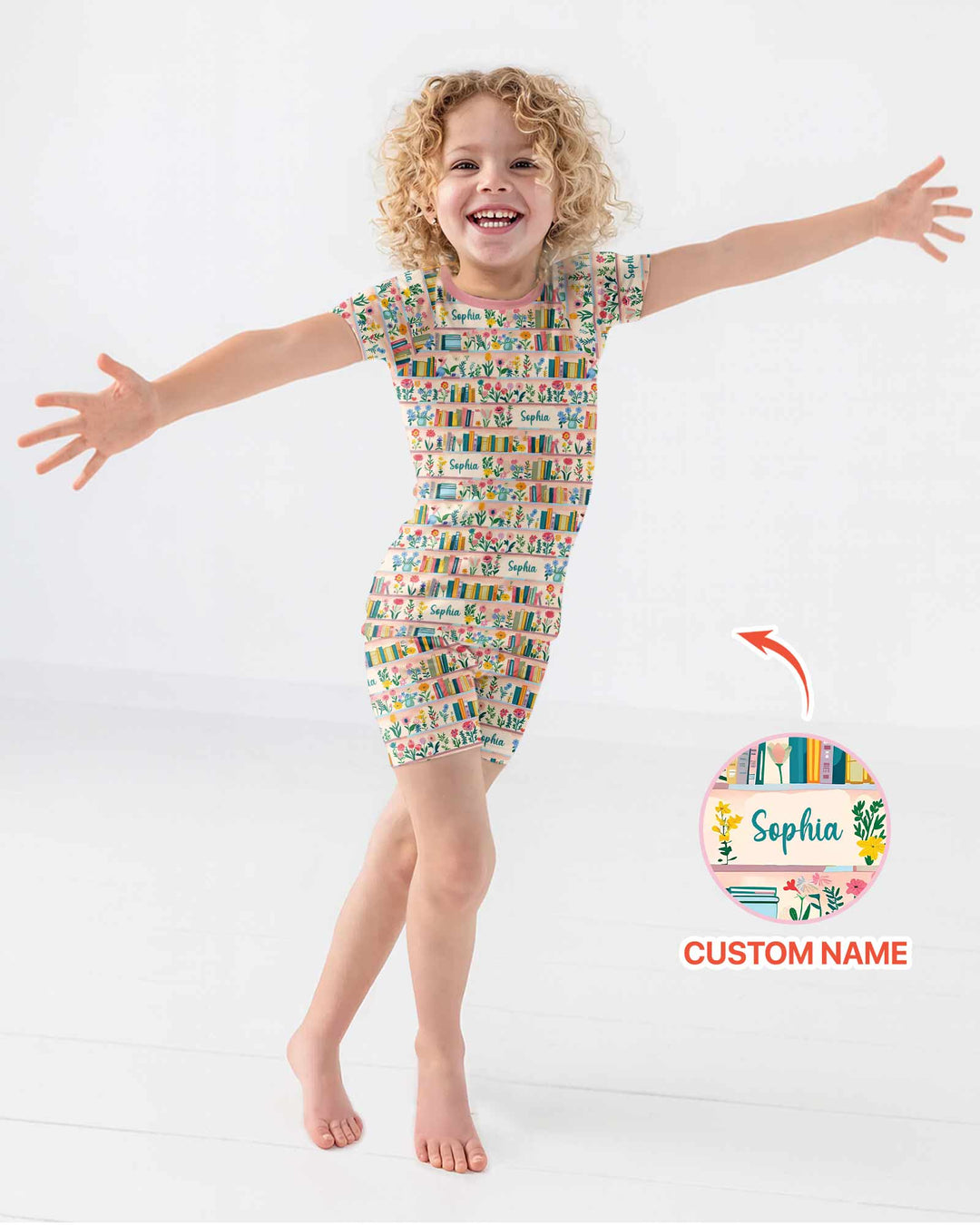 Personalized Book Lover Bamboo Two Piece Short Sleeve Shorts Pajama Set