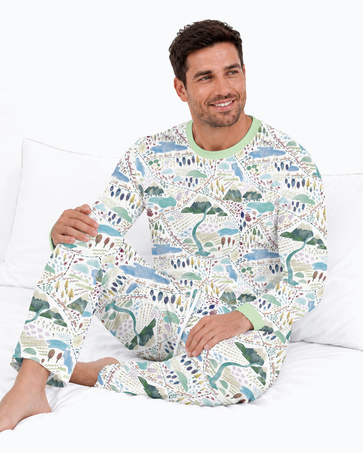 Whimsical Psalms 23 Map Bamboo Men's Pajama Set