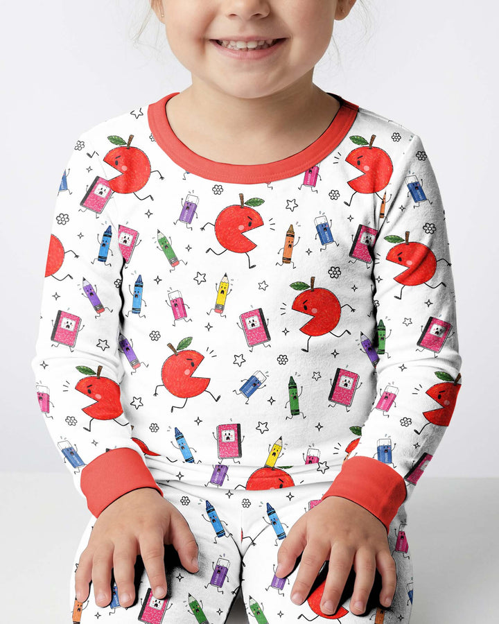 Back To School Chasing Bamboo Two Piece Long Sleeve Pajama Set