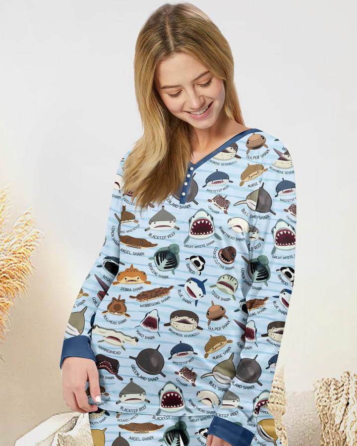 Shark Faces Bamboo Women Pajama Set