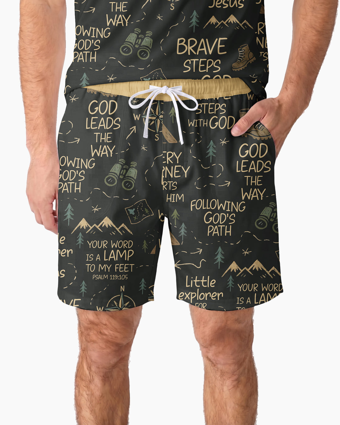 Little Explorer God Leads The Way Bamboo Men Short Sleeve Short Pajama Set
