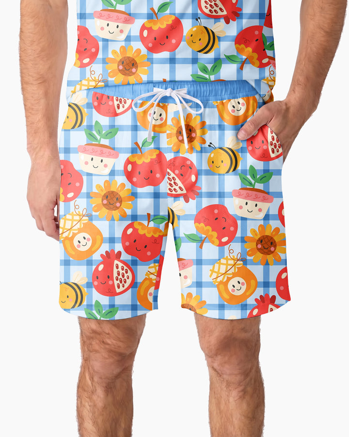 Sweet New Year Bamboo Men Short Sleeve Short Pajama Set