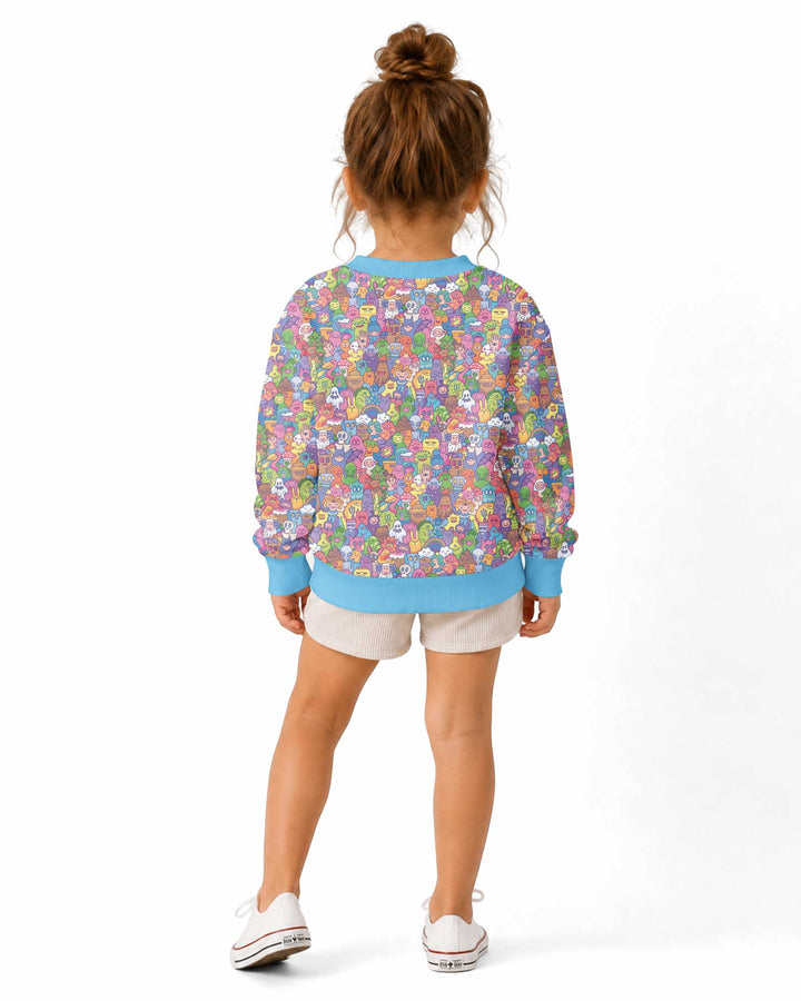 Doodle Characters Pastel Bamboo Crewneck Sweatshirt
