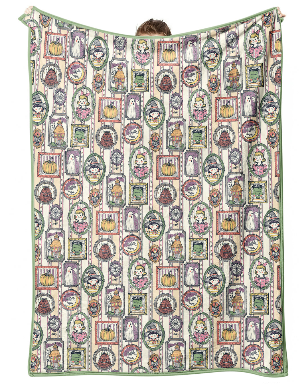 Vintage Halloween Ghost Pumpkin Portraits Bamboo Blanket