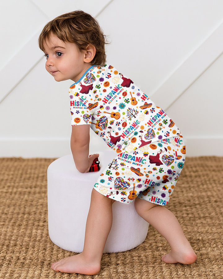 Fiesta Hispanic Heritage Month Bamboo Two Piece Short Sleeve Shorts Pajama Set
