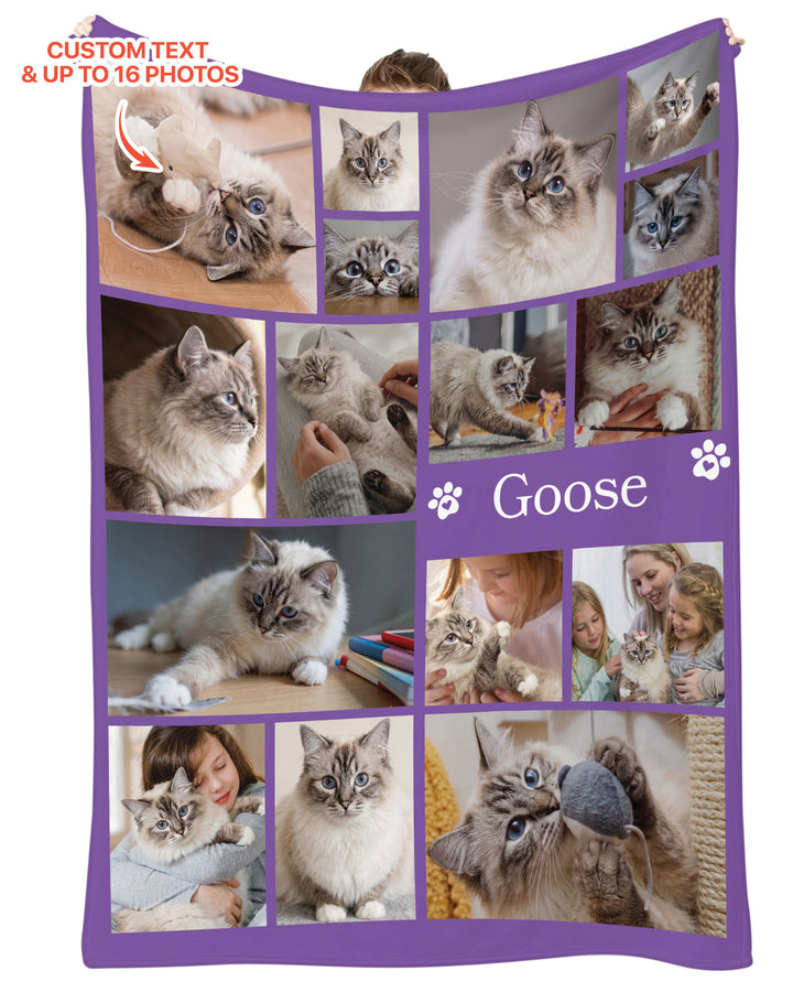 Custom Pet Photo Collage Bamboo Blanket