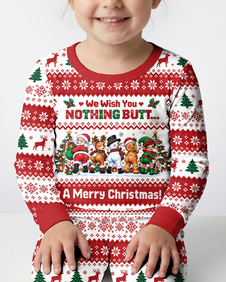 We Wish You Nothing Butt A Merry Christmas Bamboo Two Piece Long Sleeve Pajama Set