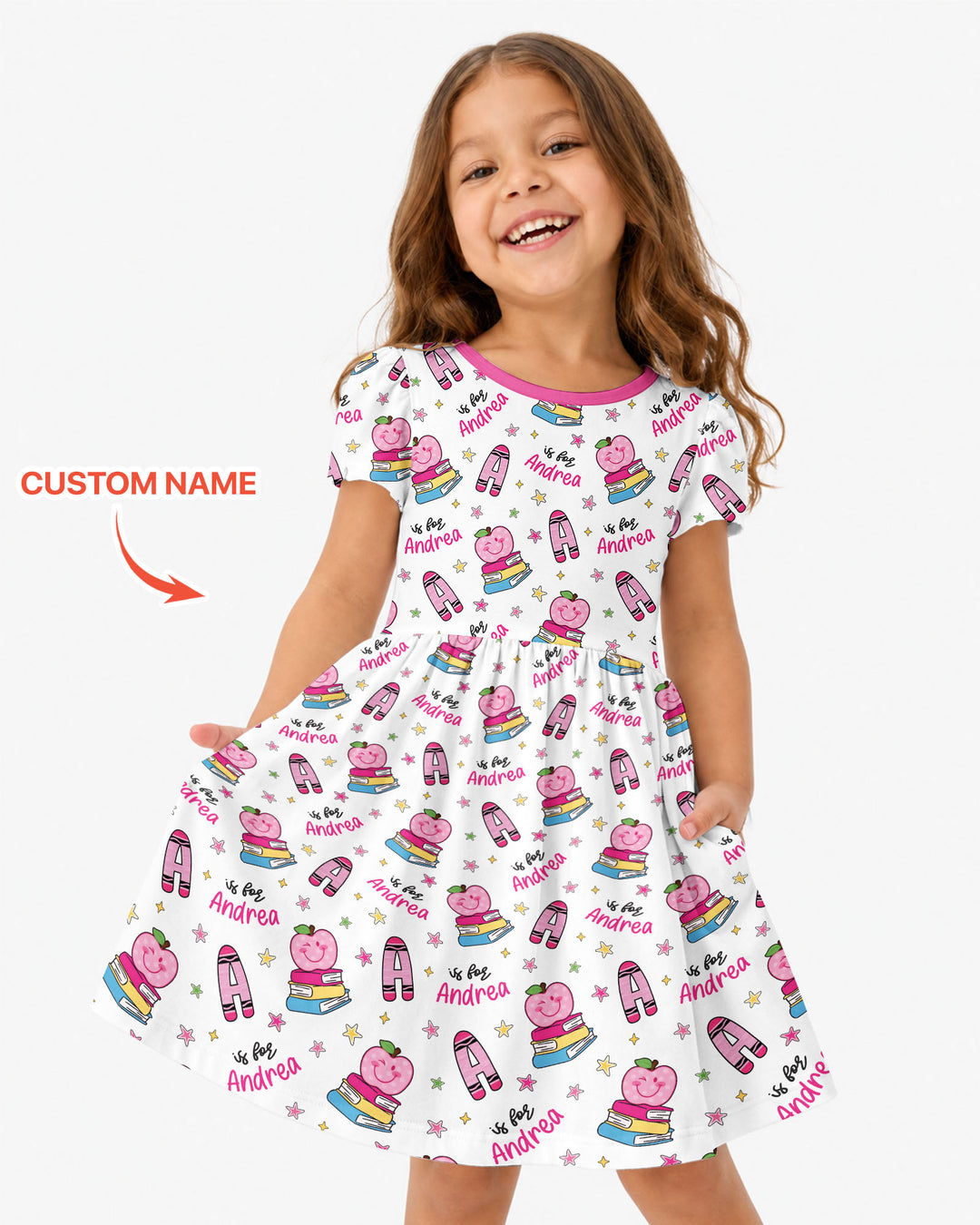 Custom Name Crayon Alphabet Bamboo Twirl Dress