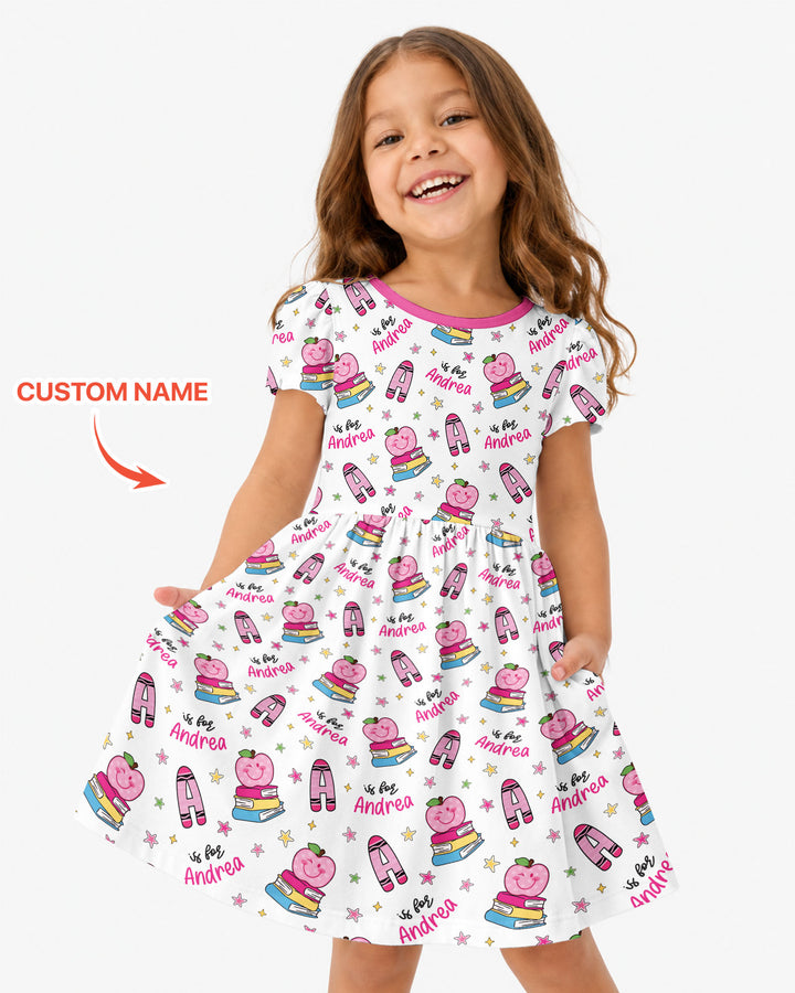 Custom Name Crayon Alphabet Bamboo Twirl Dress