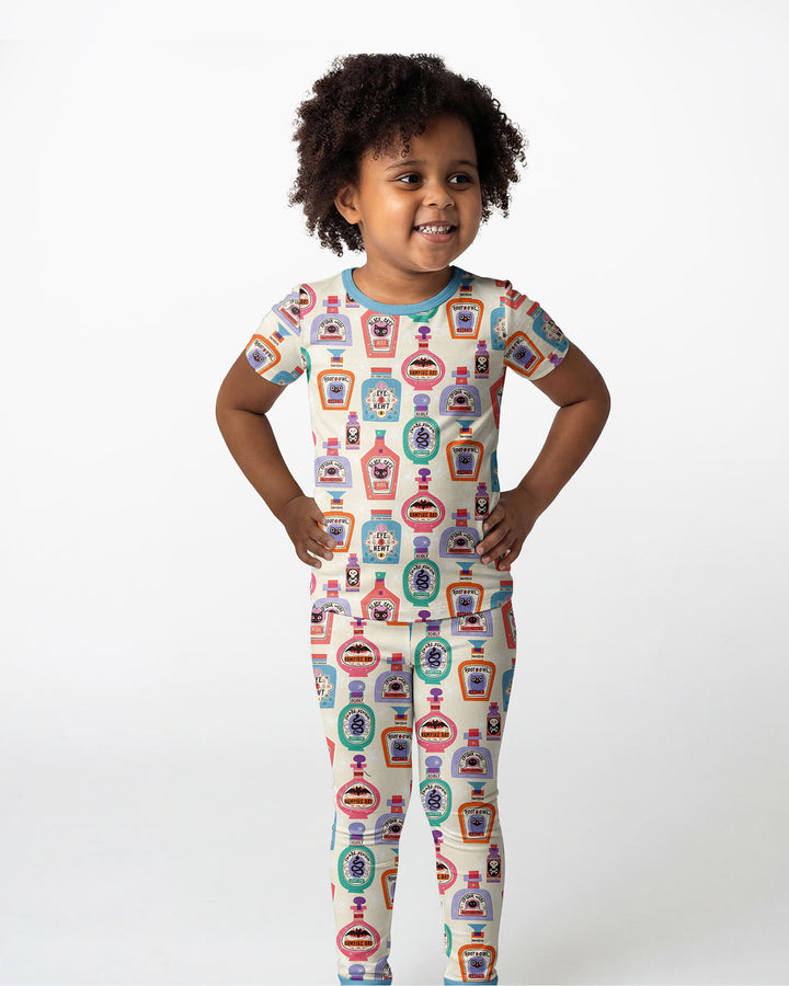 Retro Halloween Potions Bamboo Two Piece Short Sleeve Pajama Set