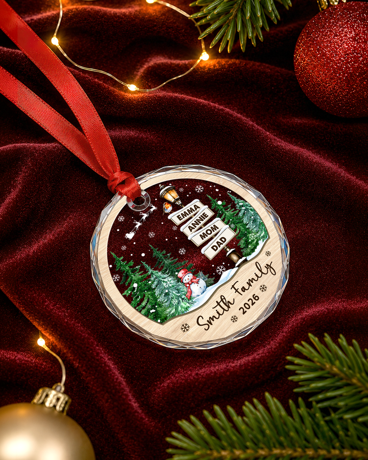 Family Where Begins And Love Never Ends Personalized Glass Ornament