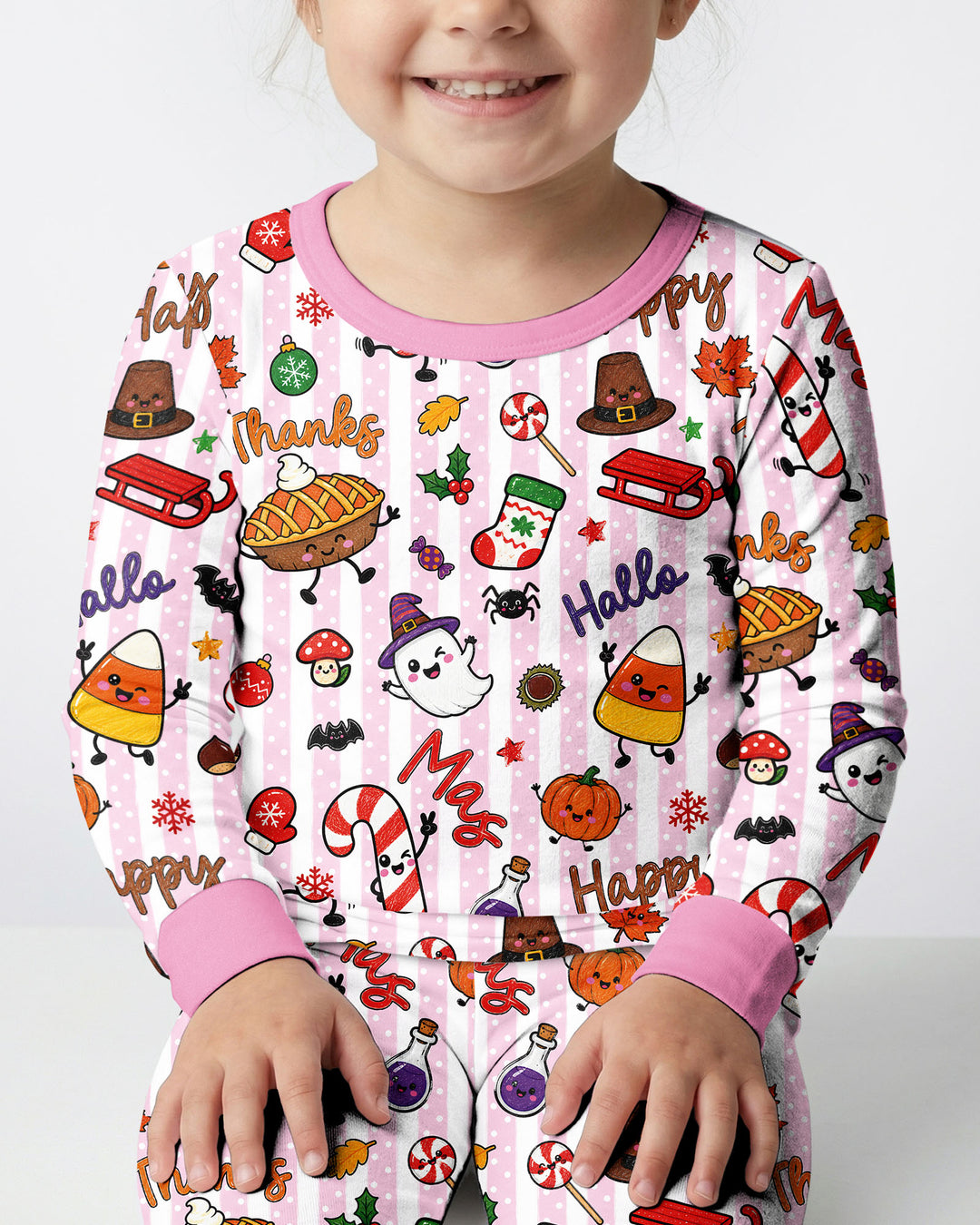 Happy Hallothanksmas Bamboo Two Piece Long Sleeve Pajama Set