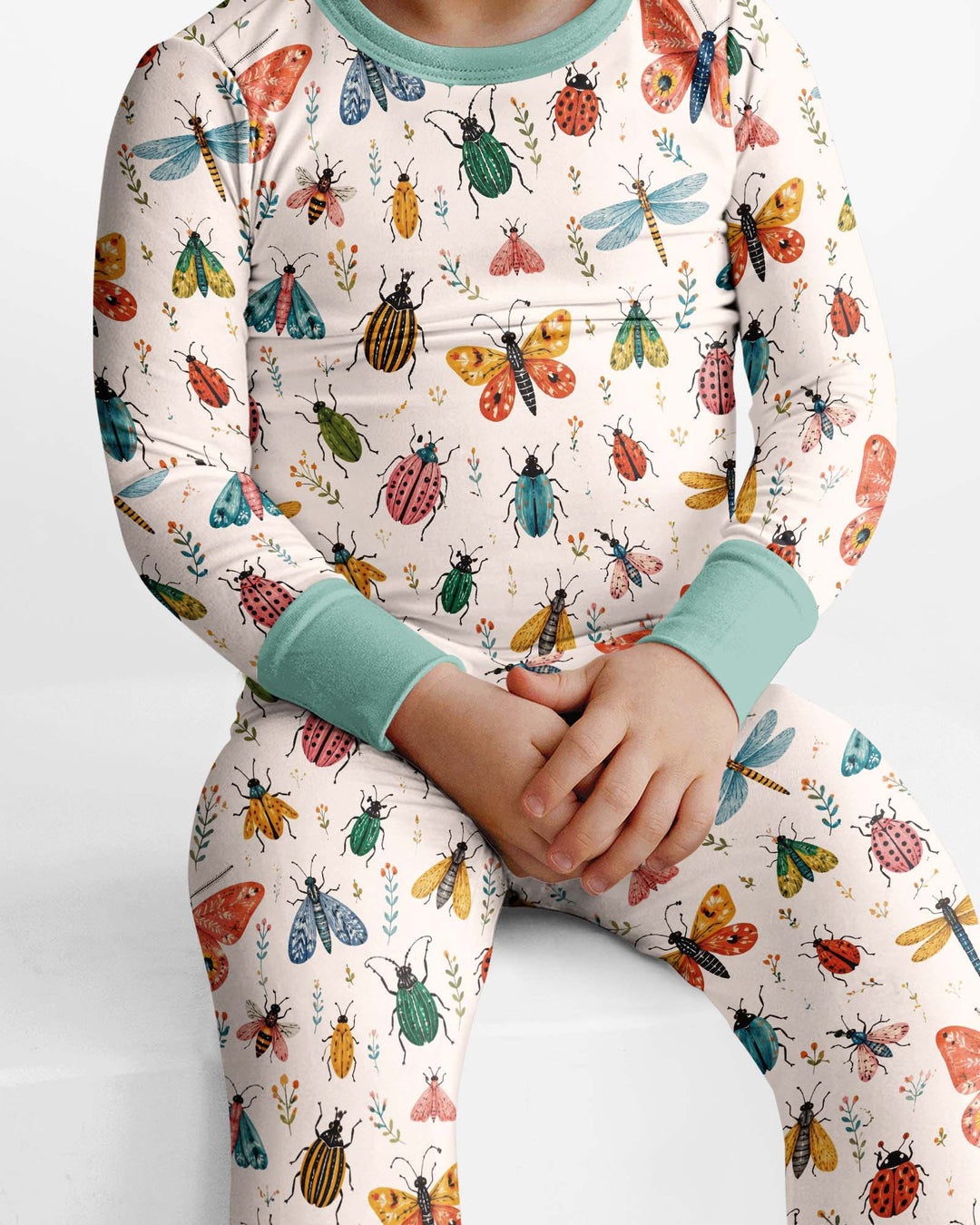 Folk Art Insects Bamboo Two Piece Long Sleeve Pajama Set