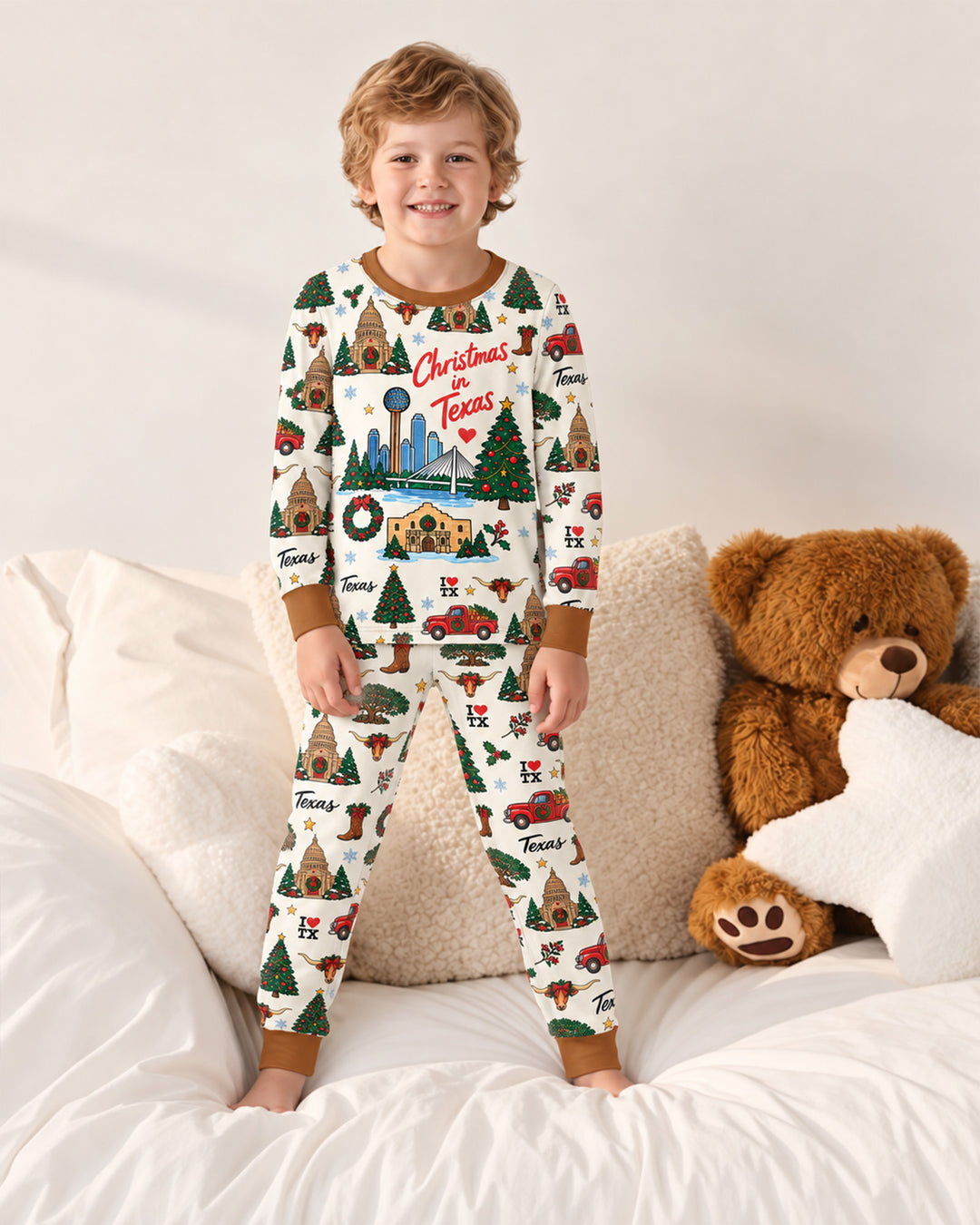 Christmas In Texas Bamboo Two Piece Long Sleeve Pajama Set