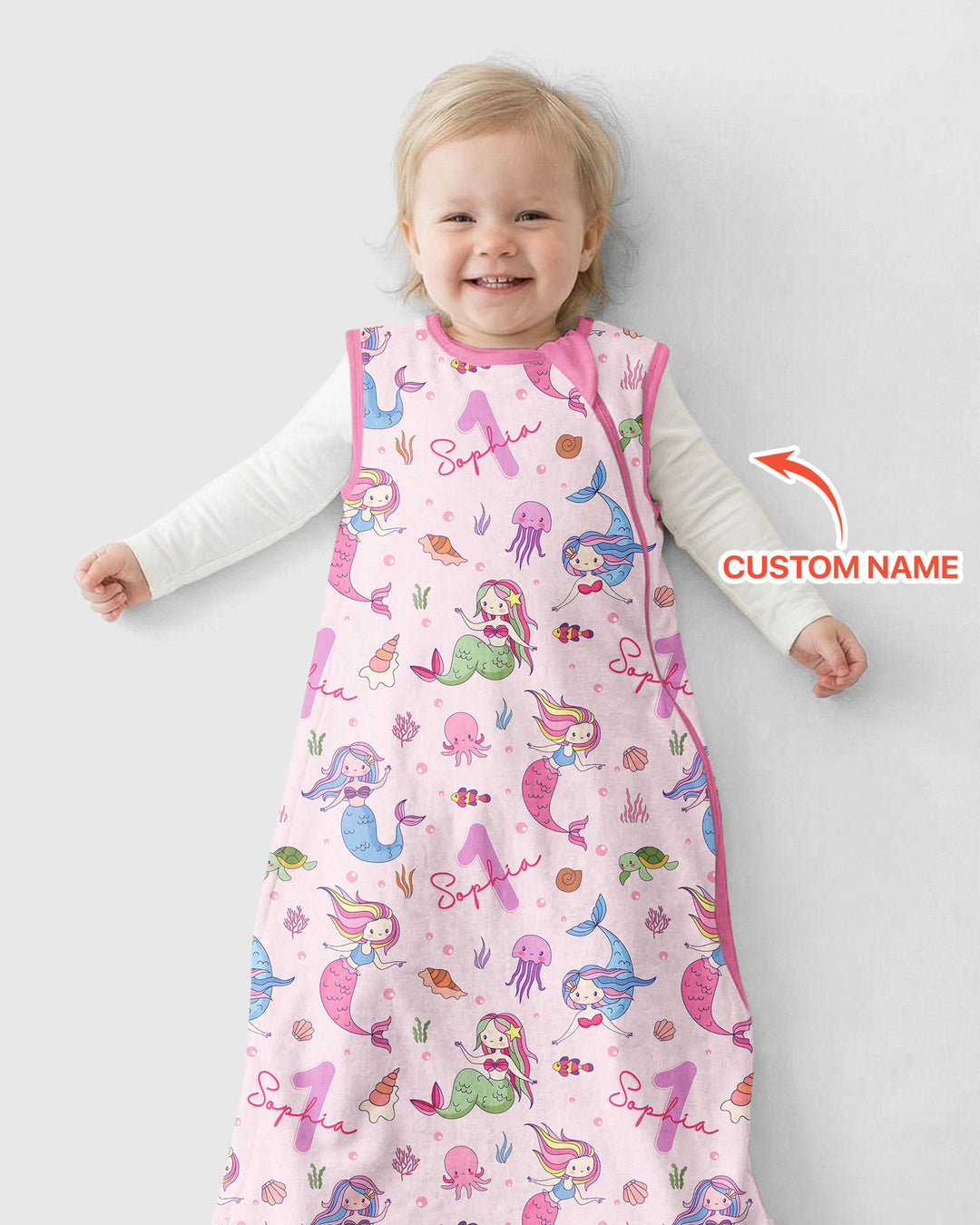 Custom Name Birthday Mermaid Wild One Bamboo Sleep Bag