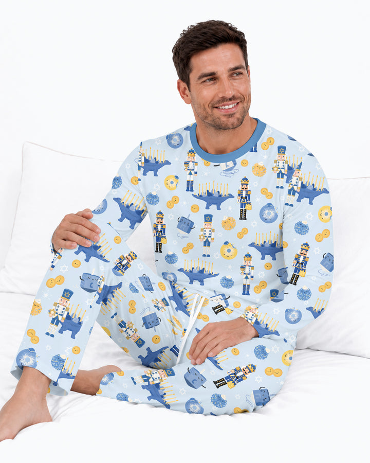 Hanukkah Nutcracker King Family Matching Bamboo Men's Pajama Set