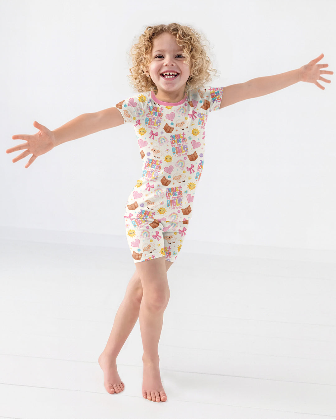 Jesus Loves Me This I Know Bamboo Two Piece Short Sleeve Shorts Pajama Set