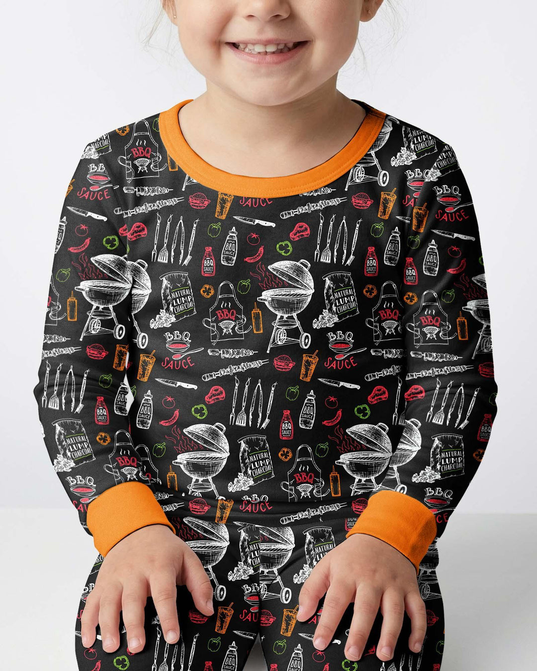 Backyard BBQ Party Family Matching Bamboo Two Piece Long Sleeve Pajama Set