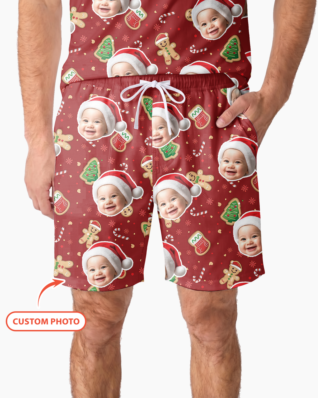 Custom Photo Funny Family Bamboo Men Short Sleeve Short Pajama Set