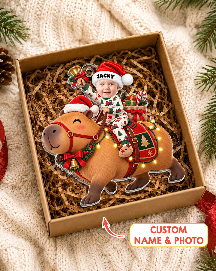 Jingle Bell Capybara  Personalized 1-Side Photo Acrylic Ornament
