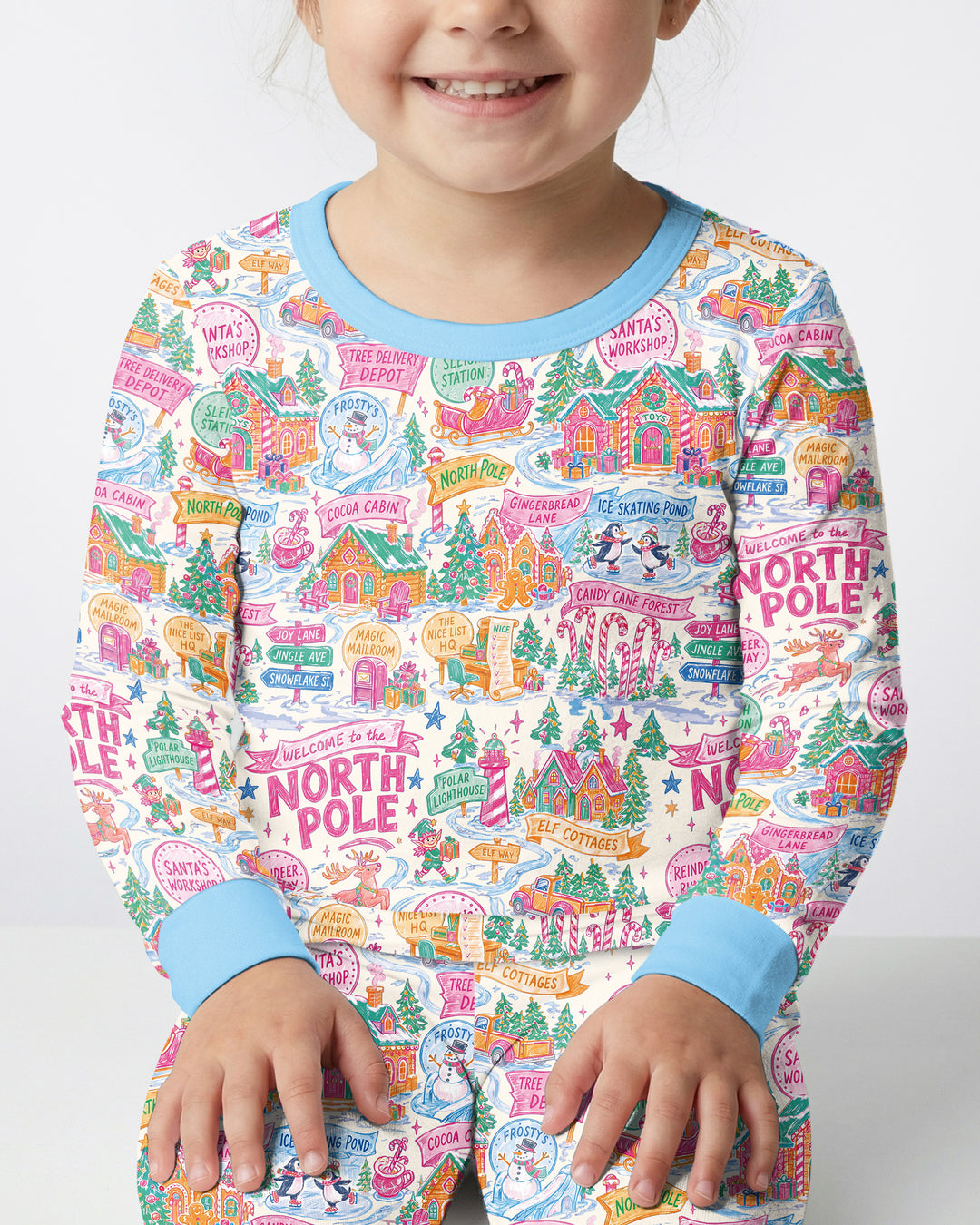 Pink North Pole Wonderland Bamboo Two Piece Long Sleeve Pajama Set