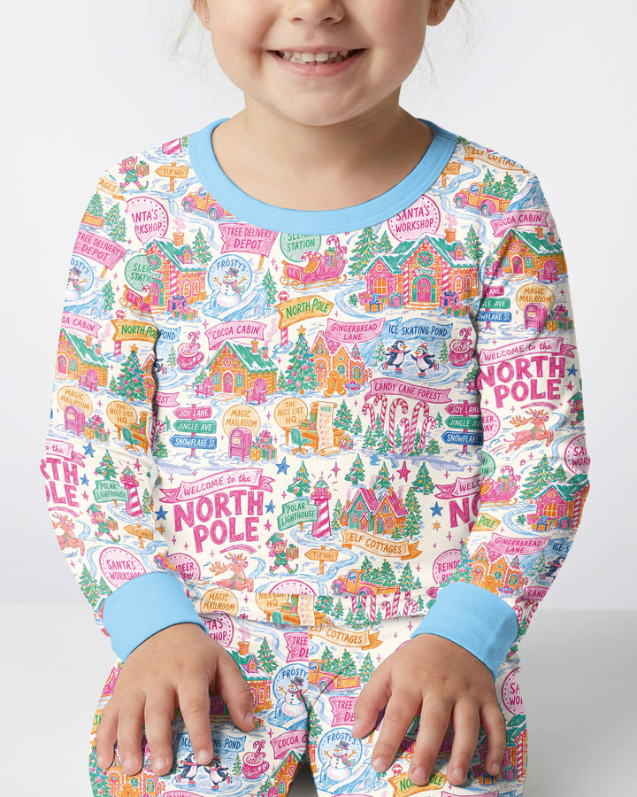 Pink North Pole Wonderland Bamboo Two Piece Long Sleeve Pajama Set