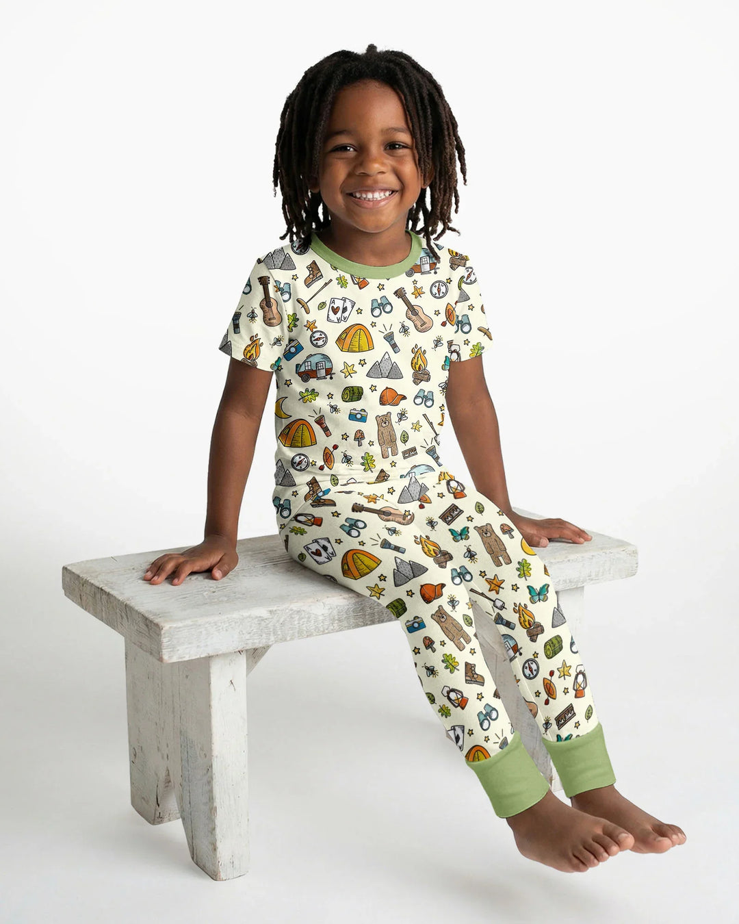 Love Camping Matching Family Bamboo Two Piece Short Sleeve Pajama Set